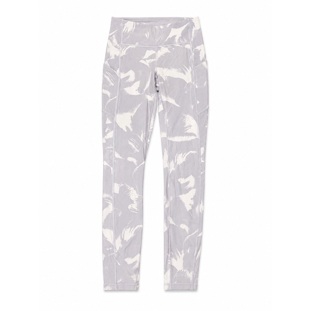 Lululemon Speed Up Tight 27" Leggings Size 4‎ Gray White Print Side Pockets